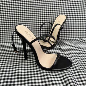 RAYE Black Strappy Heels Revolve Ankle Strap Stiletto Sandals Size 8.5 Womens